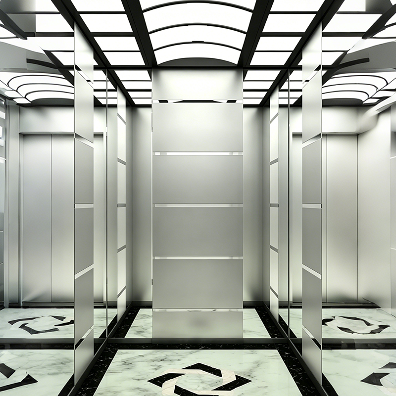 Mirror Finished Stainless Steel Passenger Lift with PVC Floor for Shopping Mall
