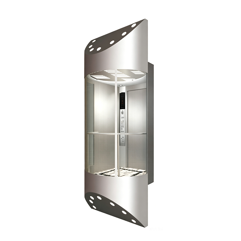 Semicircular Panoramic Passenger Lift with Hairline Stainless Steel