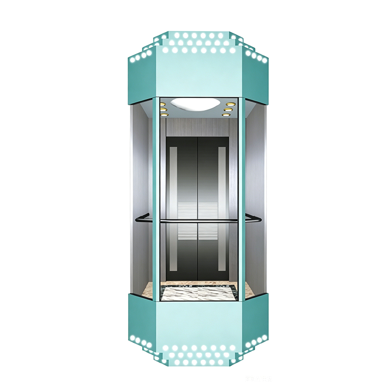 Octagonal 270 Degree Semi-Circular Glass Elevator with Acrylic Lighting Decoration Ceiling