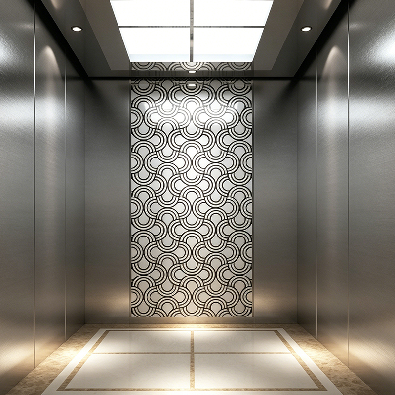 Decorative Art Glass & Mirror Stainless Steel Passenger Elevator
