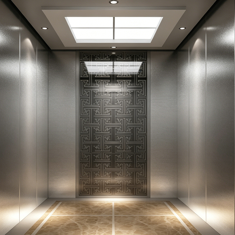 Black Titanium Mirror Etching Passenger Elevator