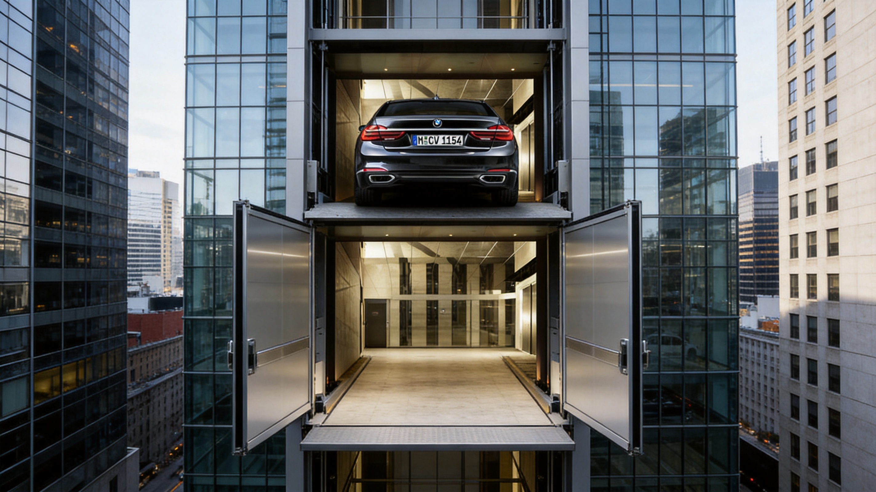 Advanced Machine Room Less Car Elevators for Safe Vertical Vehicle Transportation