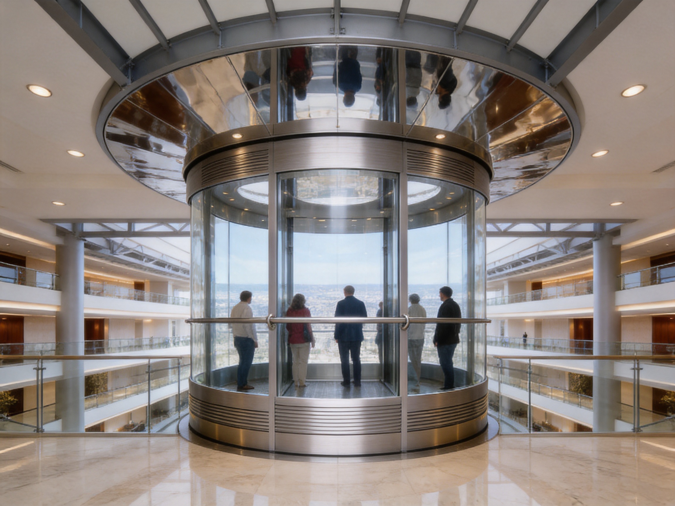 Circular Glass Observation Elevator for Premium Panoramic Mobility
