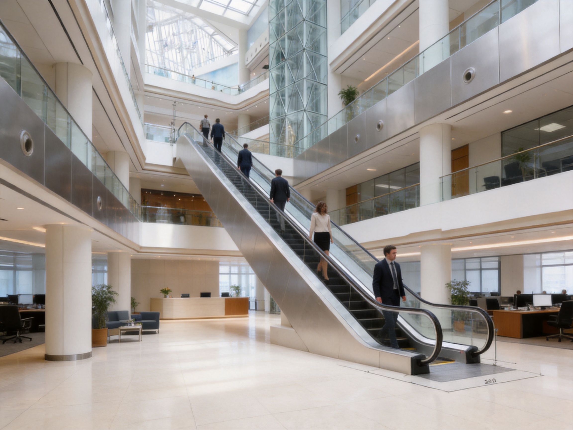 35° Space-Saving Escalator for Modern Office Buildings