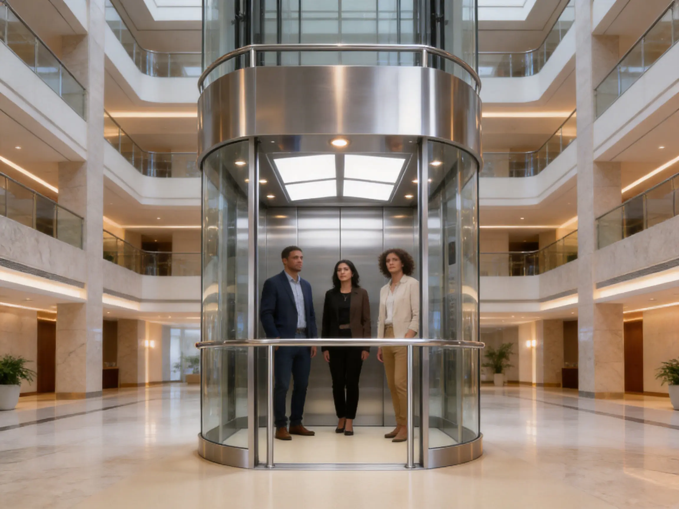 Stainless Steel Commercial Passenger Lift with Safety Laminated Glass Walls